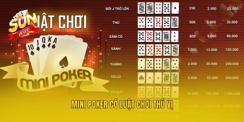 Mini Poker có luật chơi thú vị